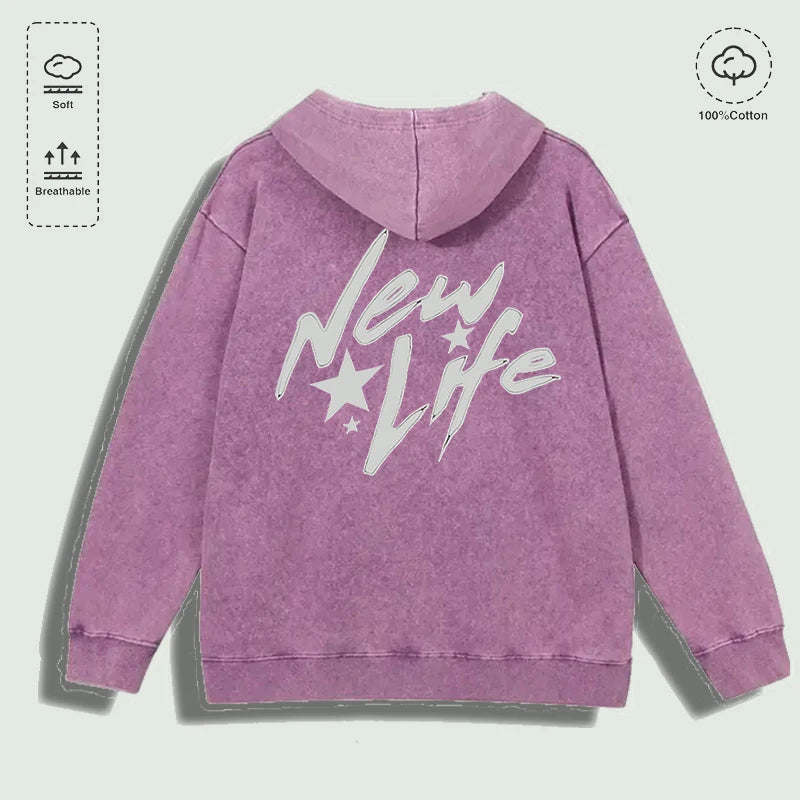 New Life Washed Graphic Hoodie