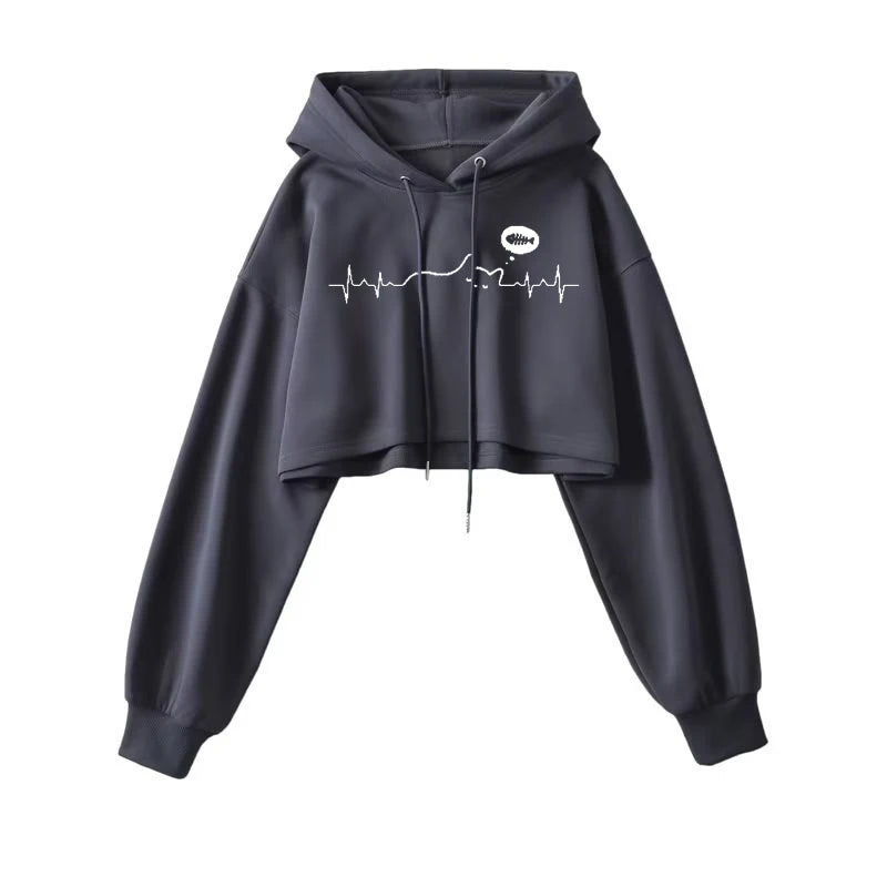 Street Wear Crop Top Hoodie Women