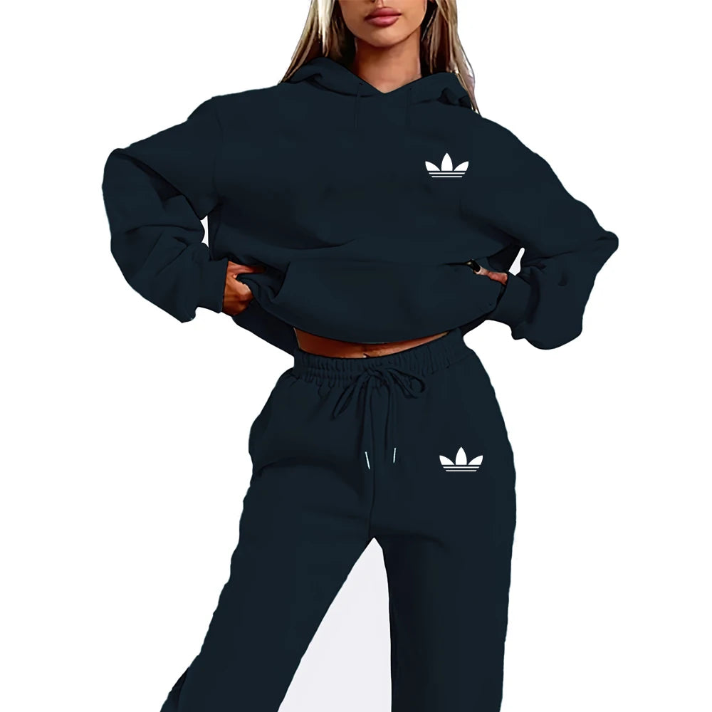 Letter Printed Women Hoodie set Street Hip Hop Clothing Casual Female 2pcs Clothing Plush sweatshirt Perfect for Outdoor