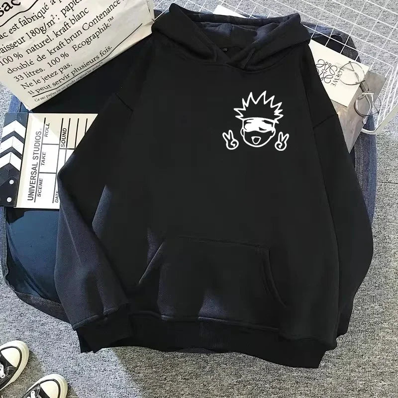 Neutral hoodie Jujutsu Kaisen cartoon large-scale animation design Kawaii Gojo Satoru Pattern streetwear Spring and Autumn