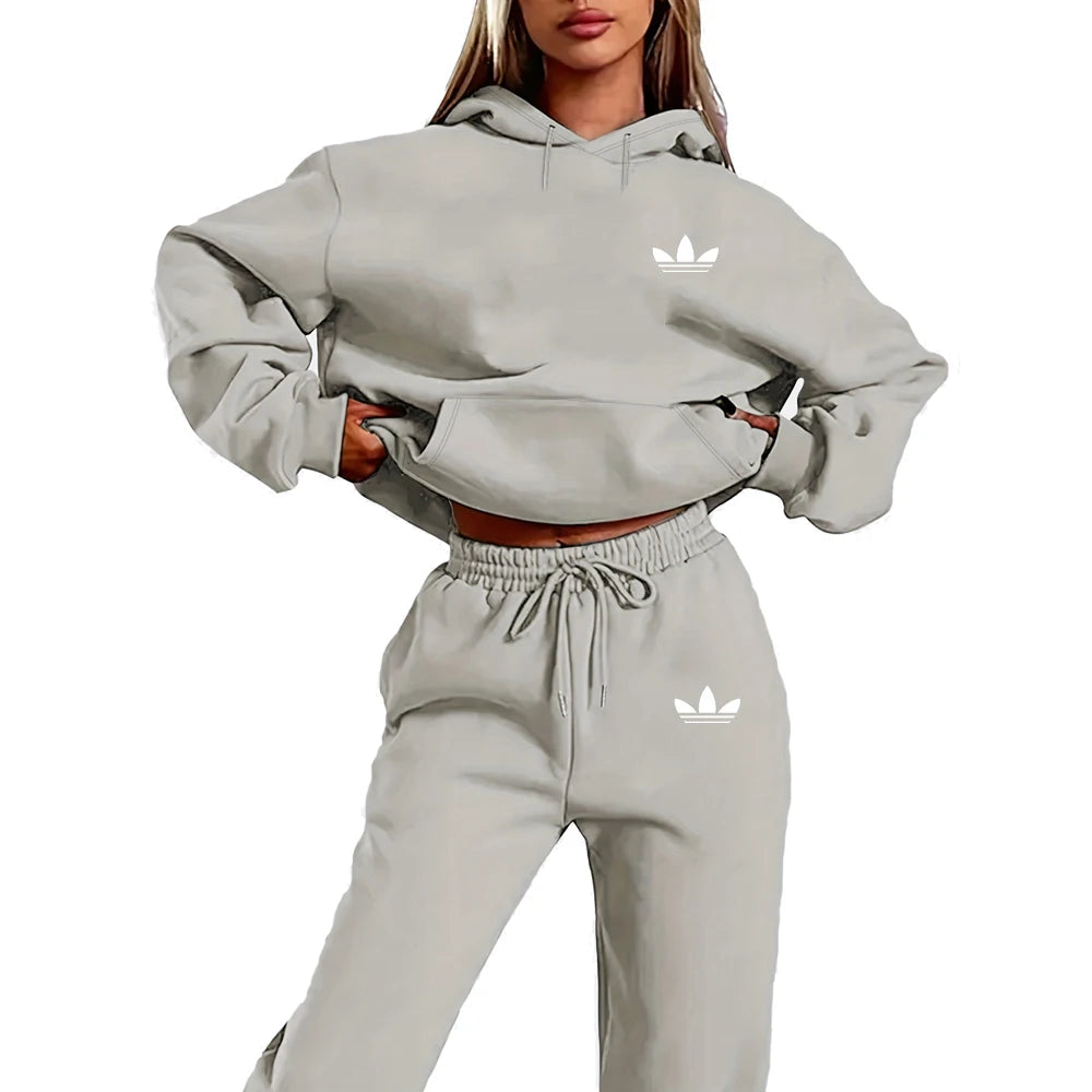Letter Printed Women Hoodie set Street Hip Hop Clothing Casual Female 2pcs Clothing Plush sweatshirt Perfect for Outdoor