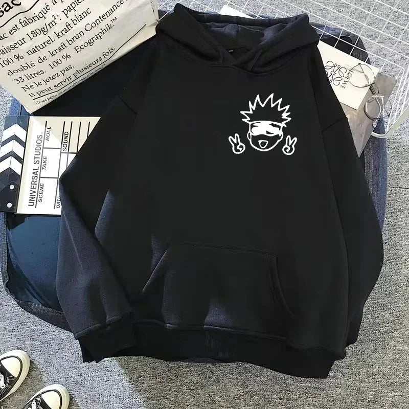 Neutral hoodie Jujutsu Kaisen cartoon large-scale animation design Kawaii Gojo Satoru Pattern streetwear Spring and Autumn