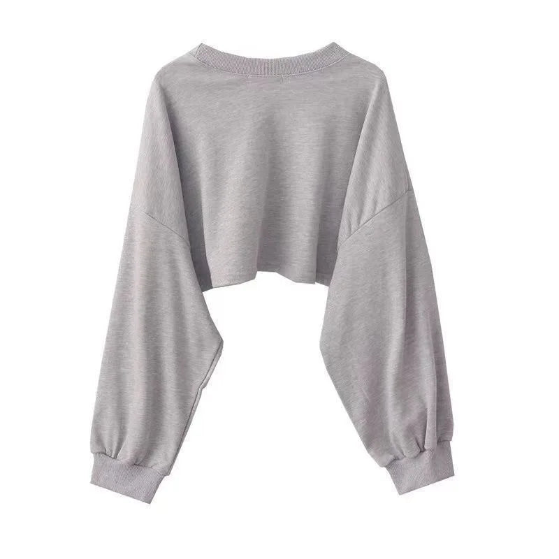 2 Piece Set Crop Sweatshirt and Spaghetti Strap Top