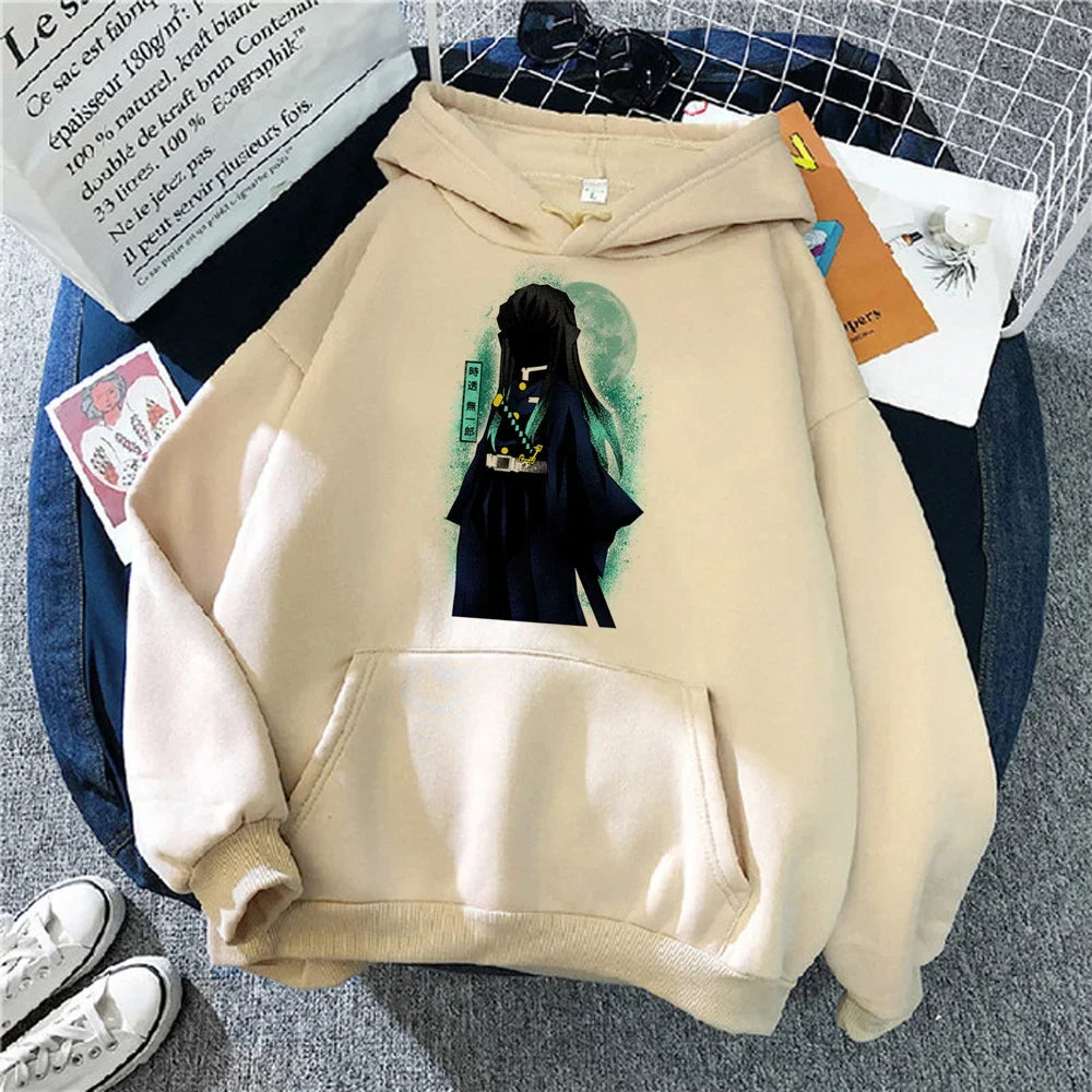 Tokito Hoodies Women Japanese Anime Hood Women 90s Sweater Casual Sweatshirts for Women Winter Fleece Harajuku Street Hoody