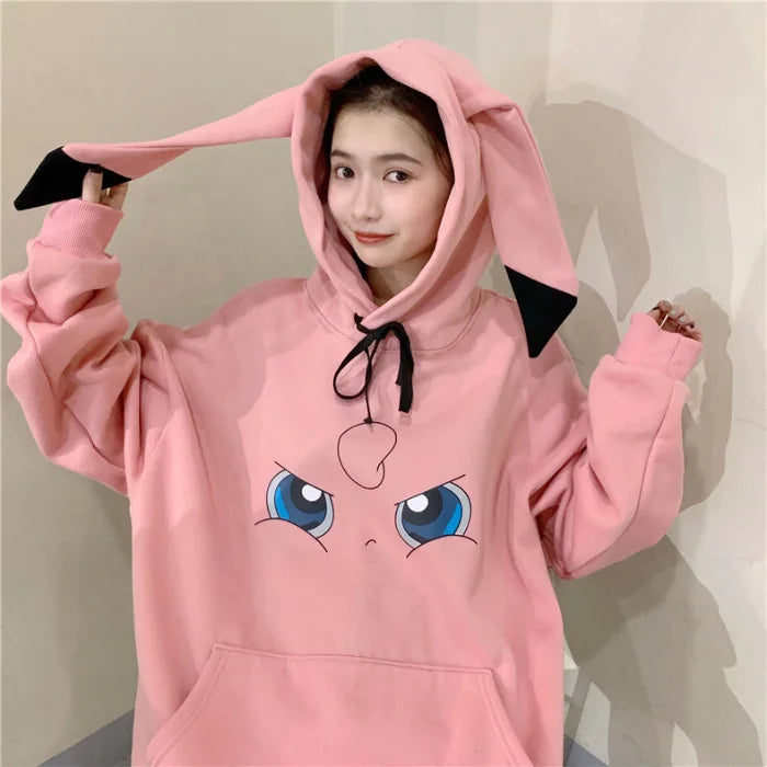 Kawaii Cartoon Print Sweatshirt Spring Autumn Loose Long Sleeve Graphic Hoodies Anime Pullovers Women Oversize Tops Streetwear