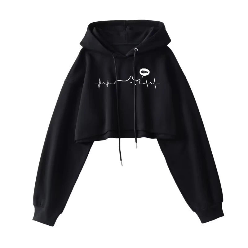Street Wear Crop Top Hoodie Women