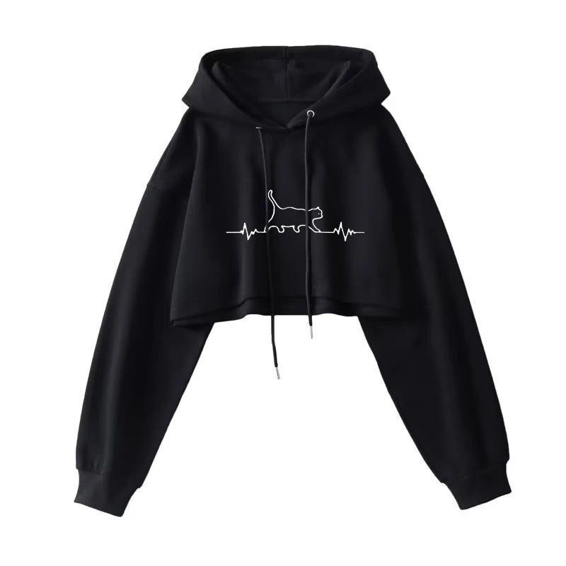 Street Wear Crop Top Hoodie Women
