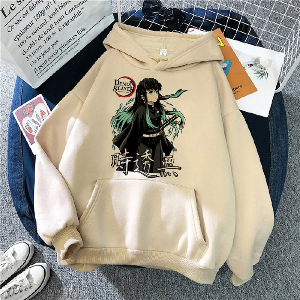 Tokito Hoodies Women Japanese Anime Hood Women 90s Sweater Casual Sweatshirts for Women Winter Fleece Harajuku Street Hoody