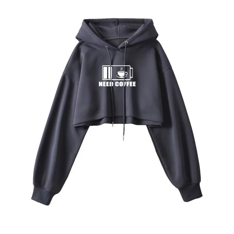 Street Wear Crop Top Hoodie Women