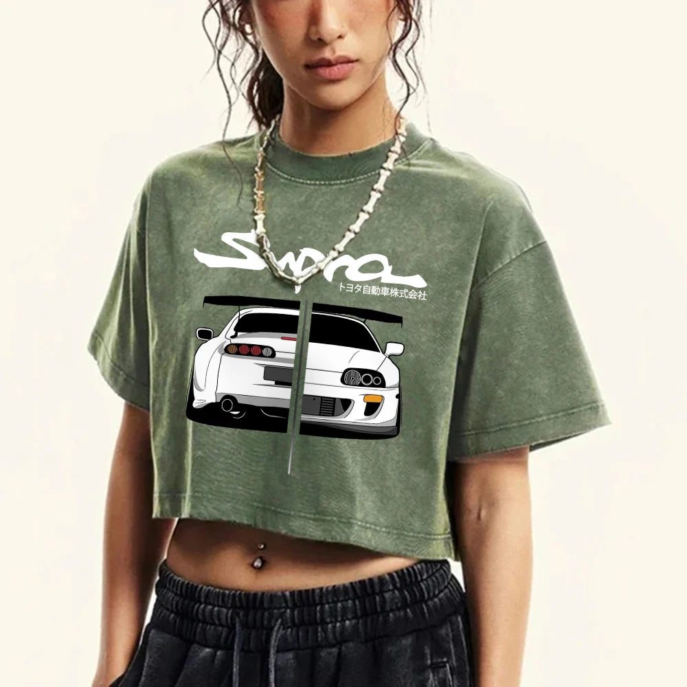 Crop Top JDM Print Short Sleeve