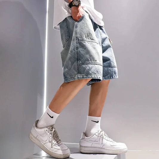 Denim Shorts Loose Casual Cargo Five Quarter Pants