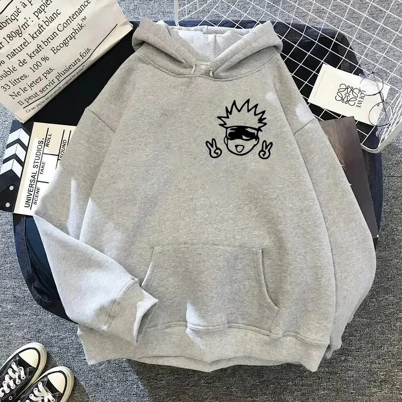 Neutral hoodie Jujutsu Kaisen cartoon large-scale animation design Kawaii Gojo Satoru Pattern streetwear Spring and Autumn
