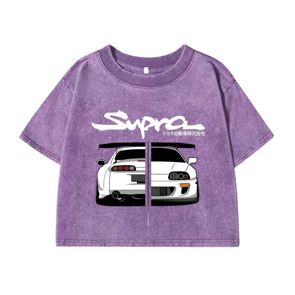 Crop Top JDM Print Short Sleeve