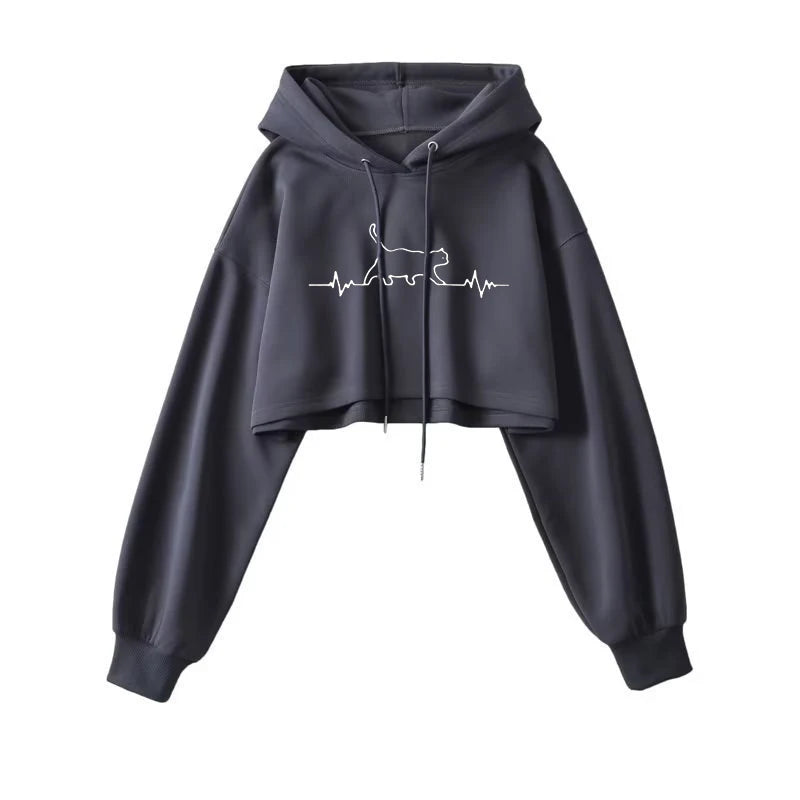 Street Wear Crop Top Hoodie Women