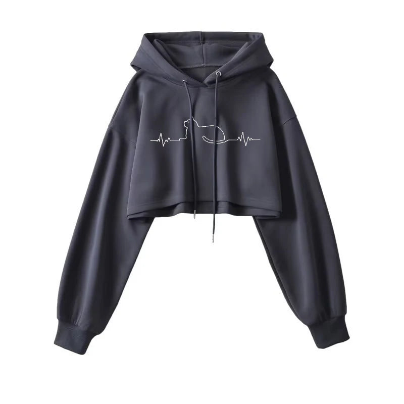 Street Wear Crop Top Hoodie Women