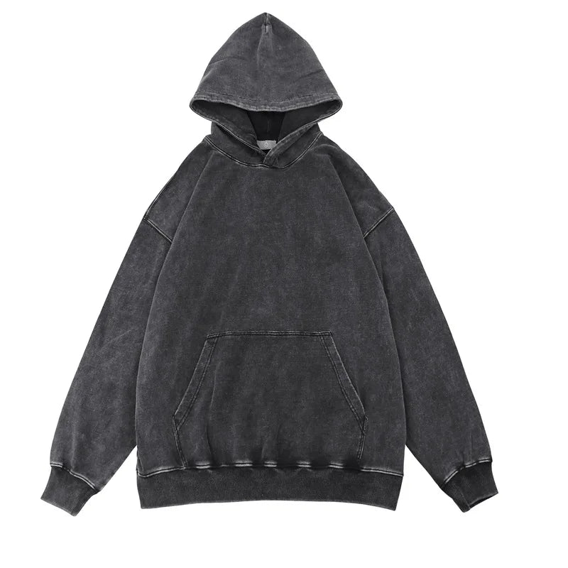 Anime Hoodie for Men Women Hip Hop Harajuku Acid Wash Pullover Hooded Sweatshirt Vintage Streetwear Casual Long Sleeve Tops