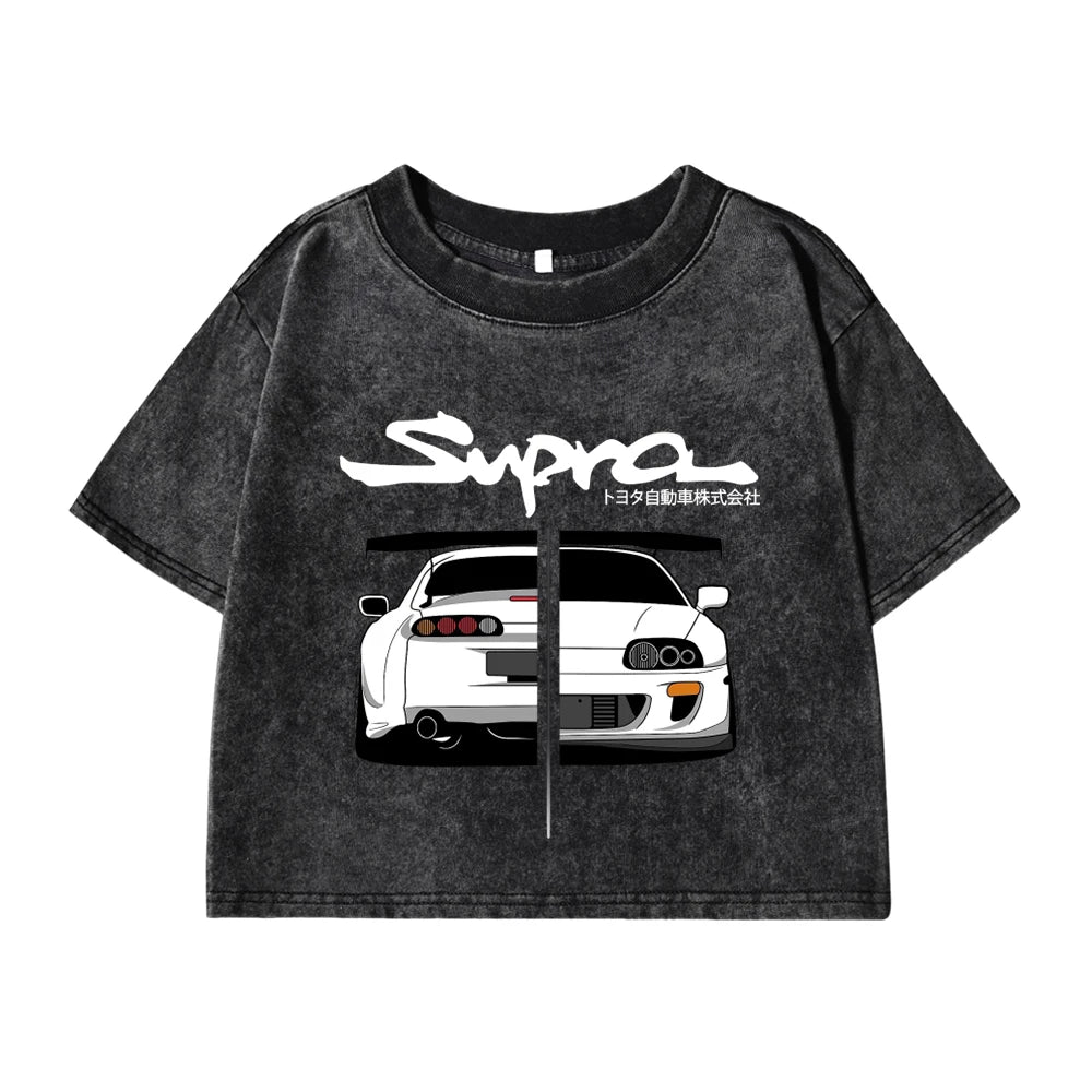 Crop Top JDM Print Short Sleeve