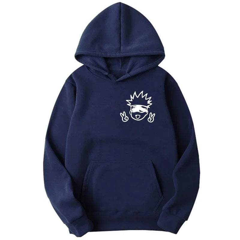 Neutral hoodie Jujutsu Kaisen cartoon large-scale animation design Kawaii Gojo Satoru Pattern streetwear Spring and Autumn