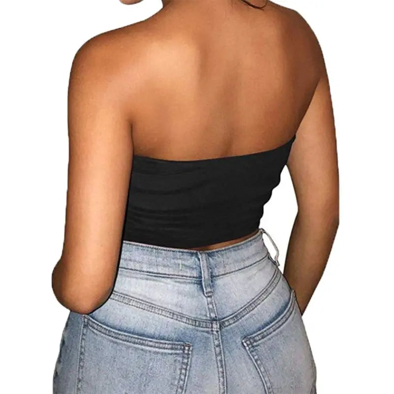 Womens Strapless Off Shoulder Crop Tube