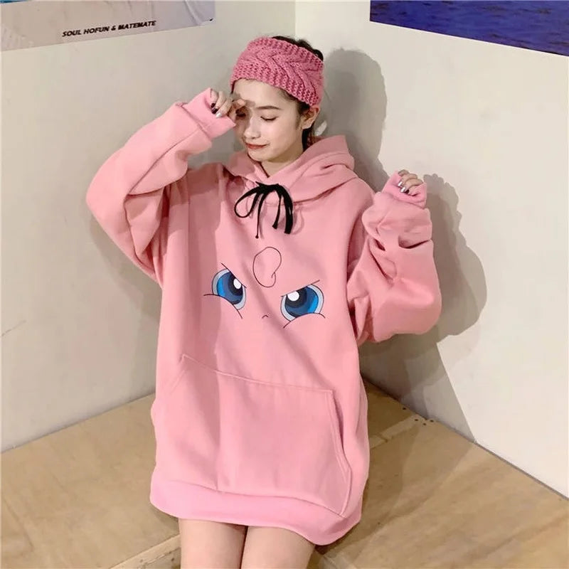 Kawaii Cartoon Print Sweatshirt Spring Autumn Loose Long Sleeve Graphic Hoodies Anime Pullovers Women Oversize Tops Streetwear