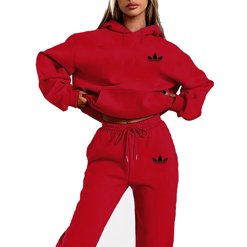 Letter Printed Women Hoodie set Street Hip Hop Clothing Casual Female 2pcs Clothing Plush sweatshirt Perfect for Outdoor