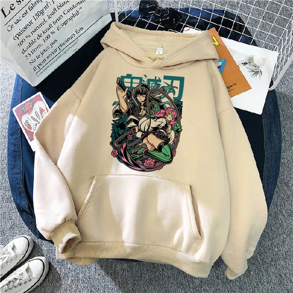 Tokito Hoodies Women Japanese Anime Hood Women 90s Sweater Casual Sweatshirts for Women Winter Fleece Harajuku Street Hoody