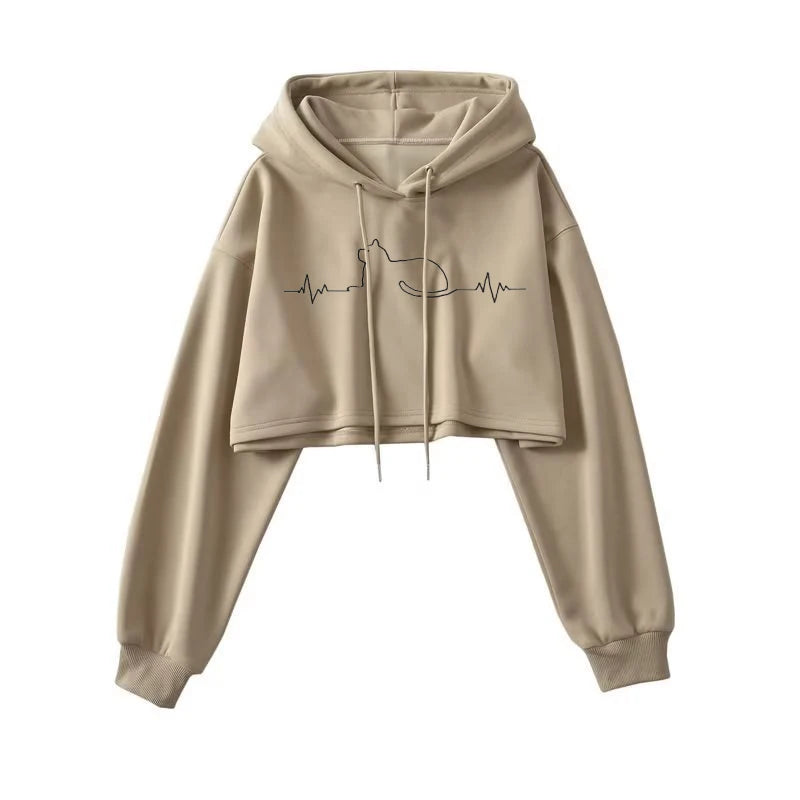 Street Wear Crop Top Hoodie Women