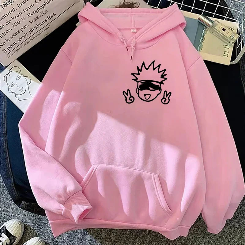 Neutral hoodie Jujutsu Kaisen cartoon large-scale animation design Kawaii Gojo Satoru Pattern streetwear Spring and Autumn