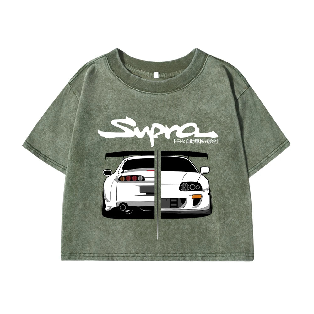 Crop Top JDM Print Short Sleeve