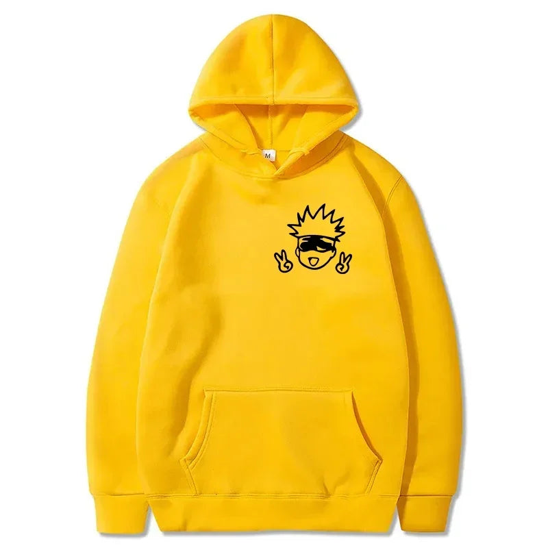 Neutral hoodie Jujutsu Kaisen cartoon large-scale animation design Kawaii Gojo Satoru Pattern streetwear Spring and Autumn