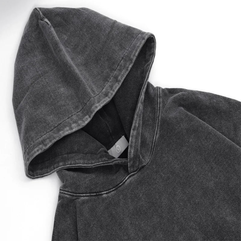 Anime Hoodie for Men Women Hip Hop Harajuku Acid Wash Pullover Hooded Sweatshirt Vintage Streetwear Casual Long Sleeve Tops