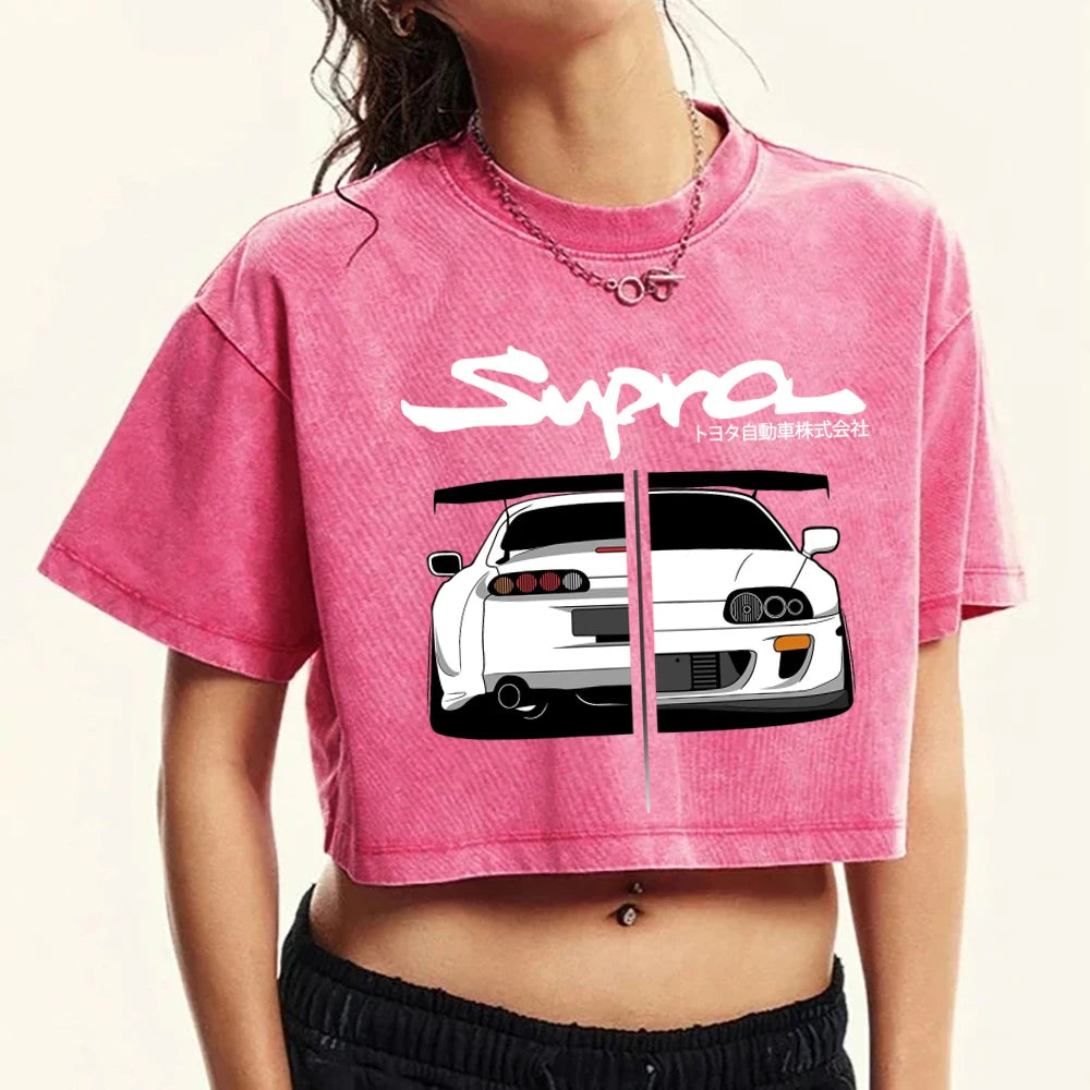Crop Top JDM Print Short Sleeve