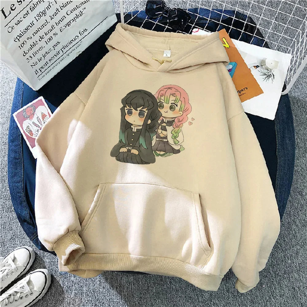 Tokito Hoodies Women Japanese Anime Hood Women 90s Sweater Casual Sweatshirts for Women Winter Fleece Harajuku Street Hoody
