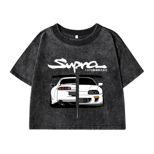 JDM Split Car Graphic Crop Top