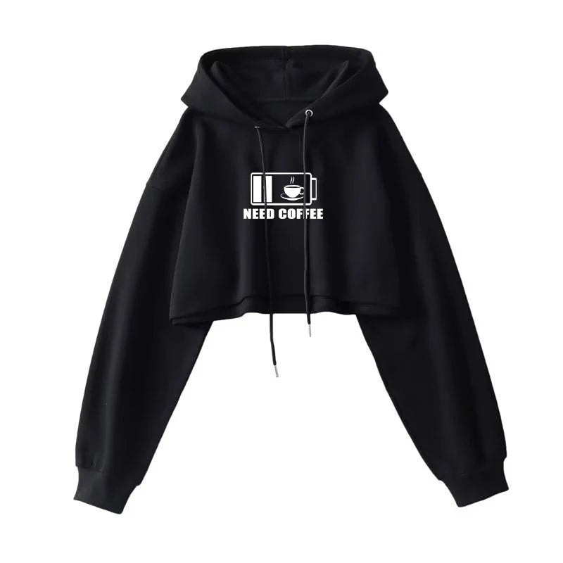 Street Wear Crop Top Hoodie Women