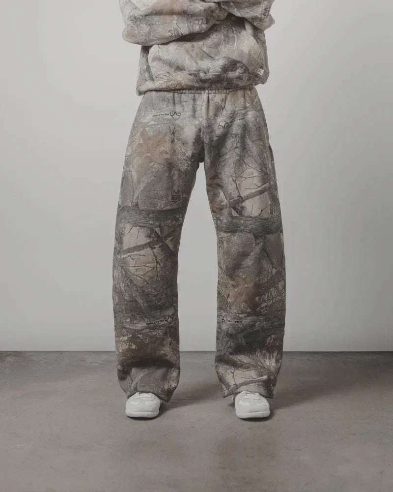 Streetwear New Hoodie Two Piece Set Men and Women Hip Hop Retro Leaf Camouflage Baggy Hoodie Y2k Fashion Punk Rock Sports Pants