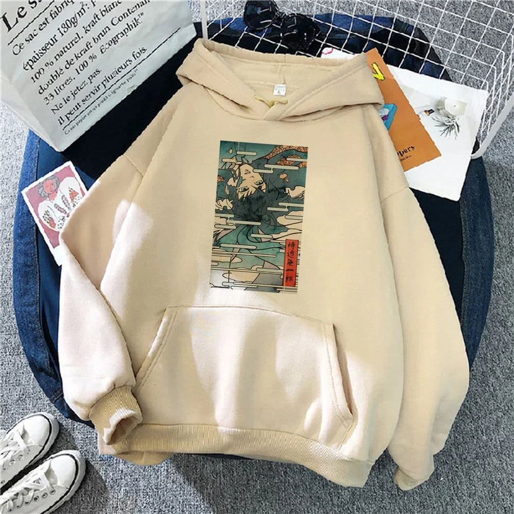 Tokito Hoodies Women Japanese Anime Hood Women 90s Sweater Casual Sweatshirts for Women Winter Fleece Harajuku Street Hoody