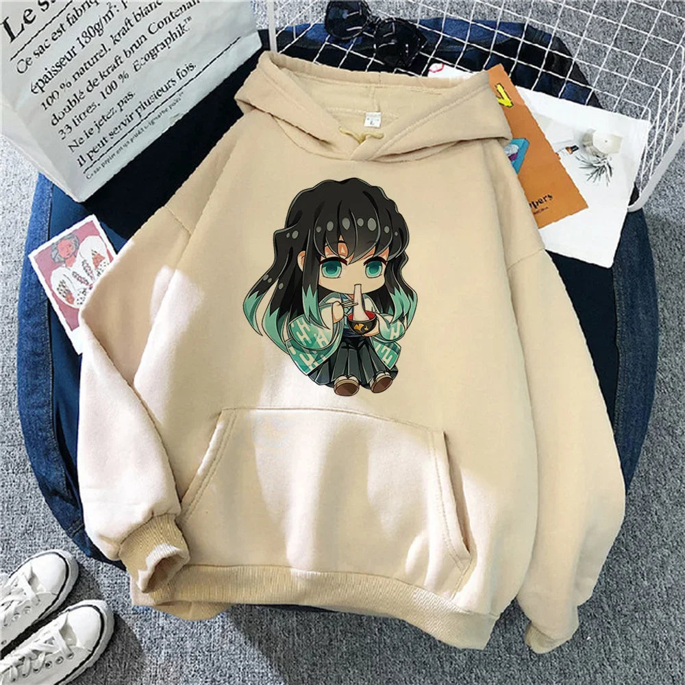 Tokito Hoodies Women Japanese Anime Hood Women 90s Sweater Casual Sweatshirts for Women Winter Fleece Harajuku Street Hoody