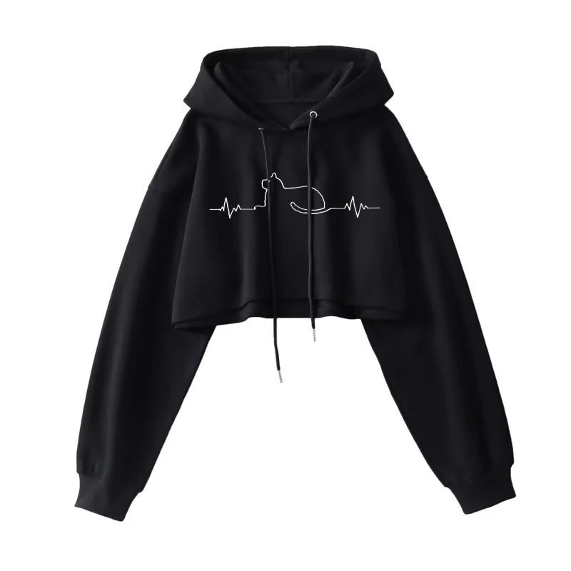 Street Wear Crop Top Hoodie Women
