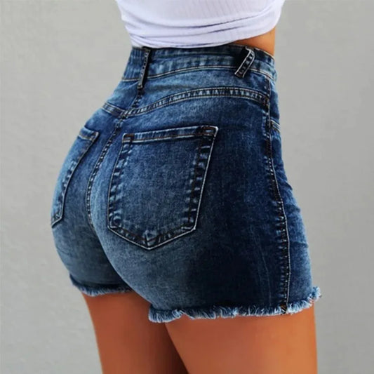 Washed Denim Mid Rise Shorts