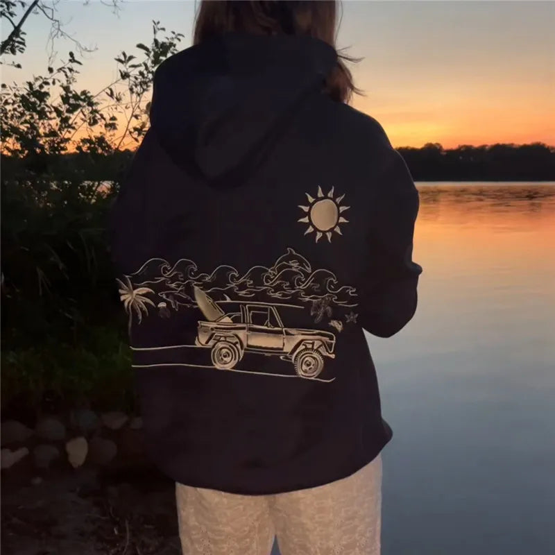Women Sun Coral Embroidered