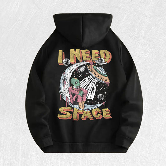 I Need Space Alien & Space Graphic Hoodie