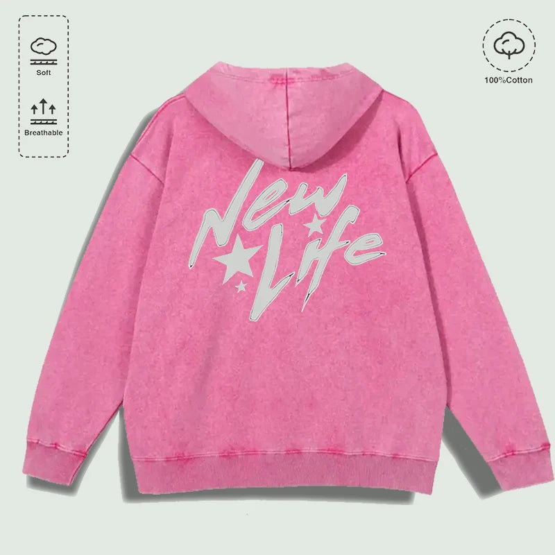 New Life Washed Graphic Hoodie