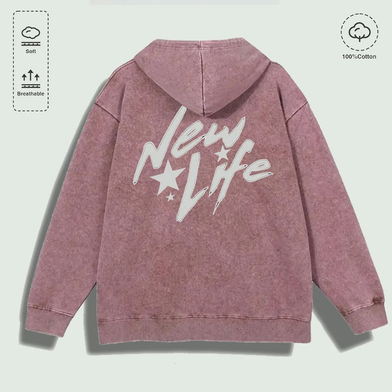 New Life Washed Graphic Hoodie