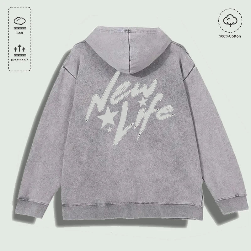 New Life Washed Graphic Hoodie