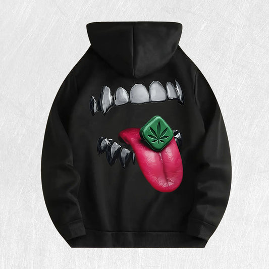 Edgy Mouth Graphic Hoodie