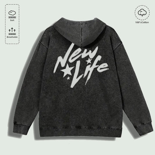 New Life Washed Graphic Hoodie