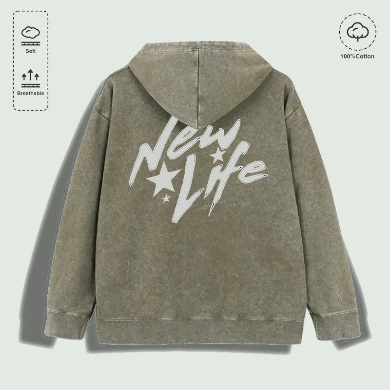 New Life Washed Graphic Hoodie
