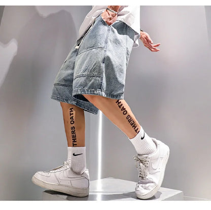 Denim Shorts Loose Casual Cargo Five Quarter Pants