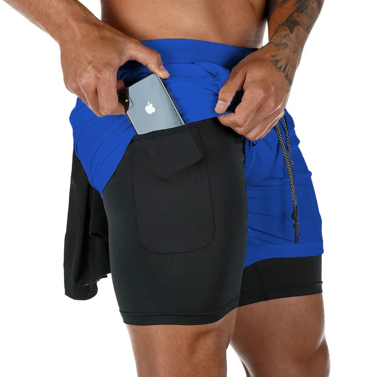 2024Anime Baki 2-in-1 Gym Performance Short Mens Athletic Compression Shorts Quick Dry Stretch Workout Fitness Running Sportwear